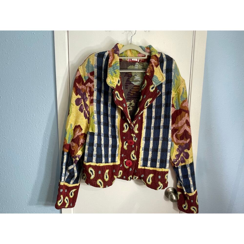 Vintage S.A. Rose Western Jacket Medium Tapestry Floral Rose Paisley Cowgirl
